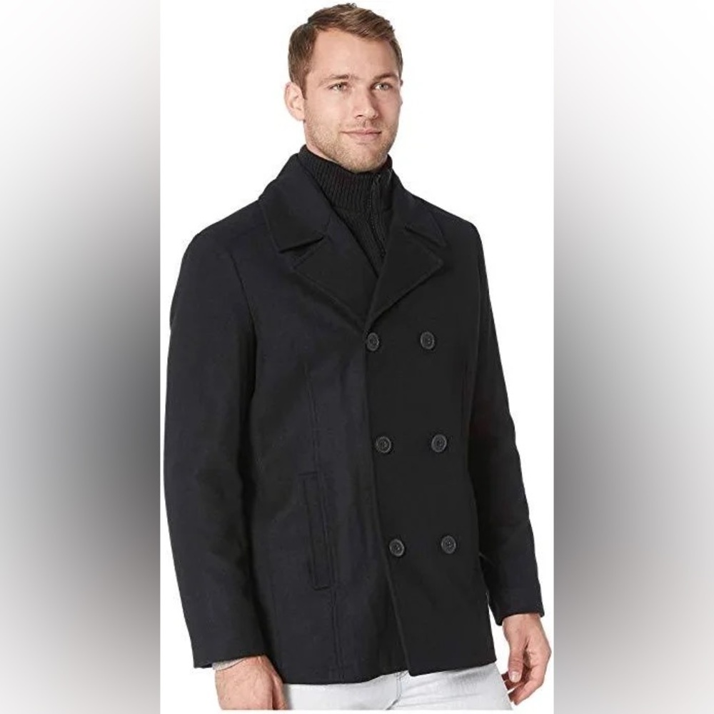Kenneth Cole Men's Classic Black Peacoat